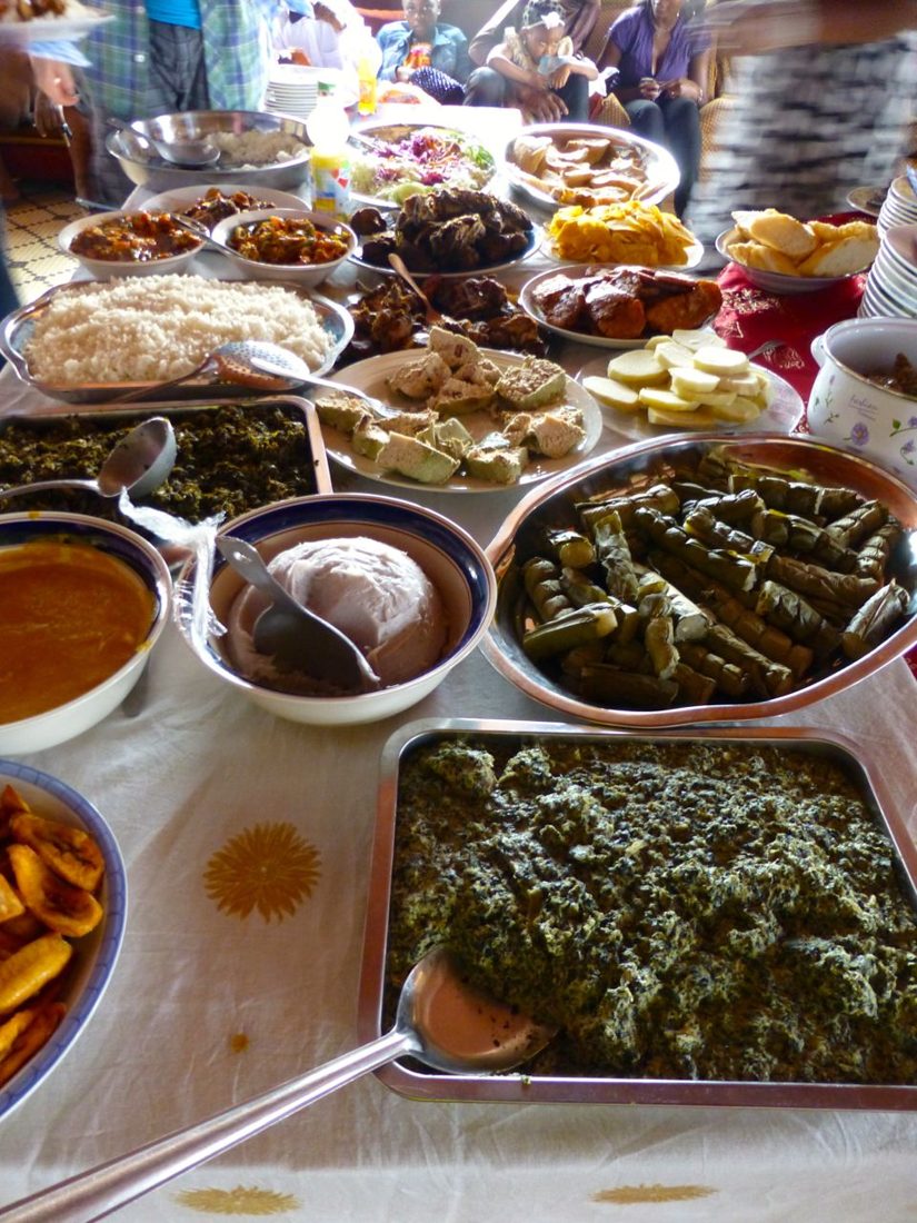 A Big Up sampler — the whole menu on one table